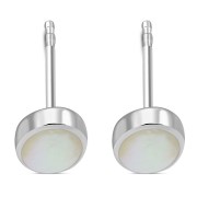 Large Mother of Pearl Oval Stud Silver Earrings, e313